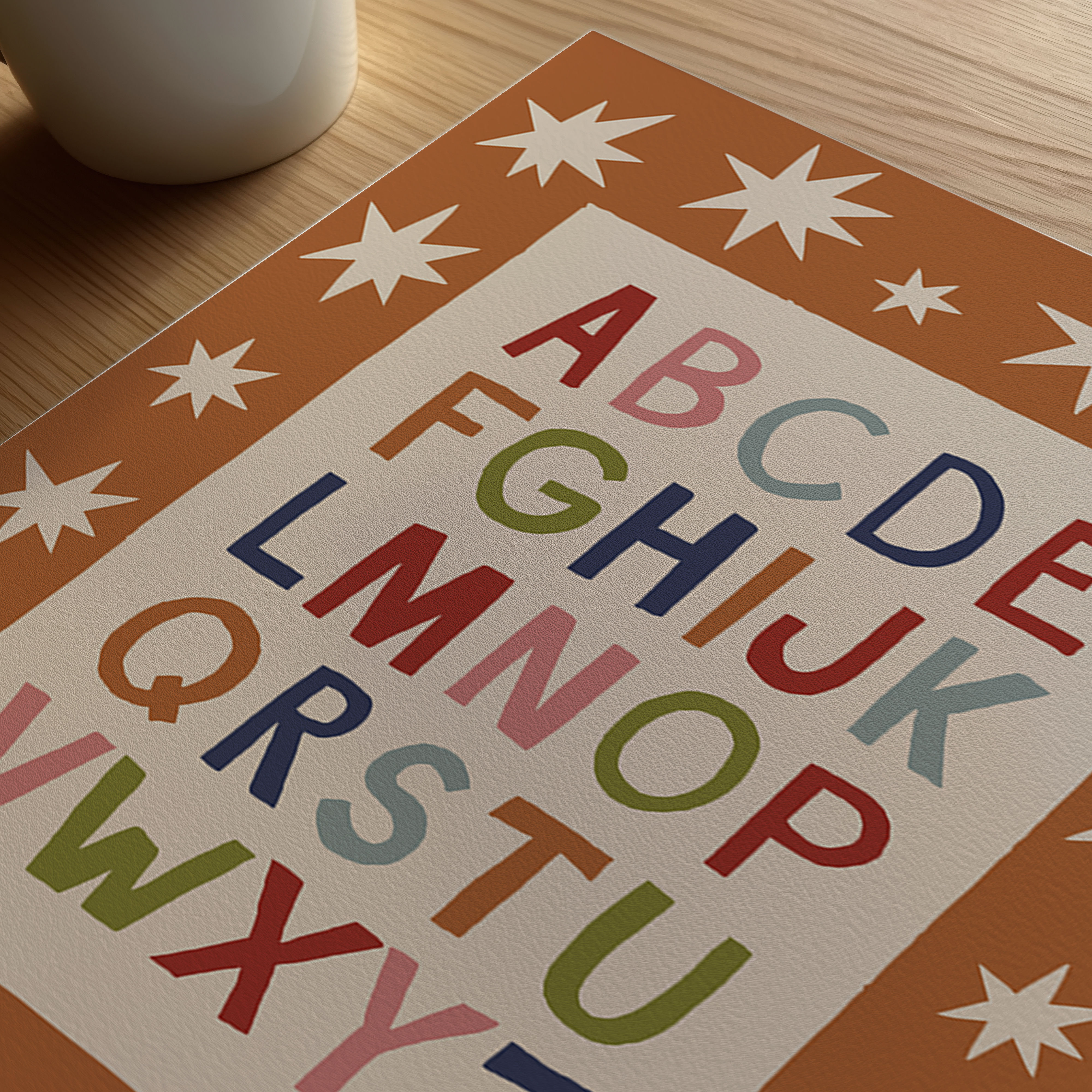 Colorful Alphabet Print | Retro Playroom Wall Art | Playroom Decor