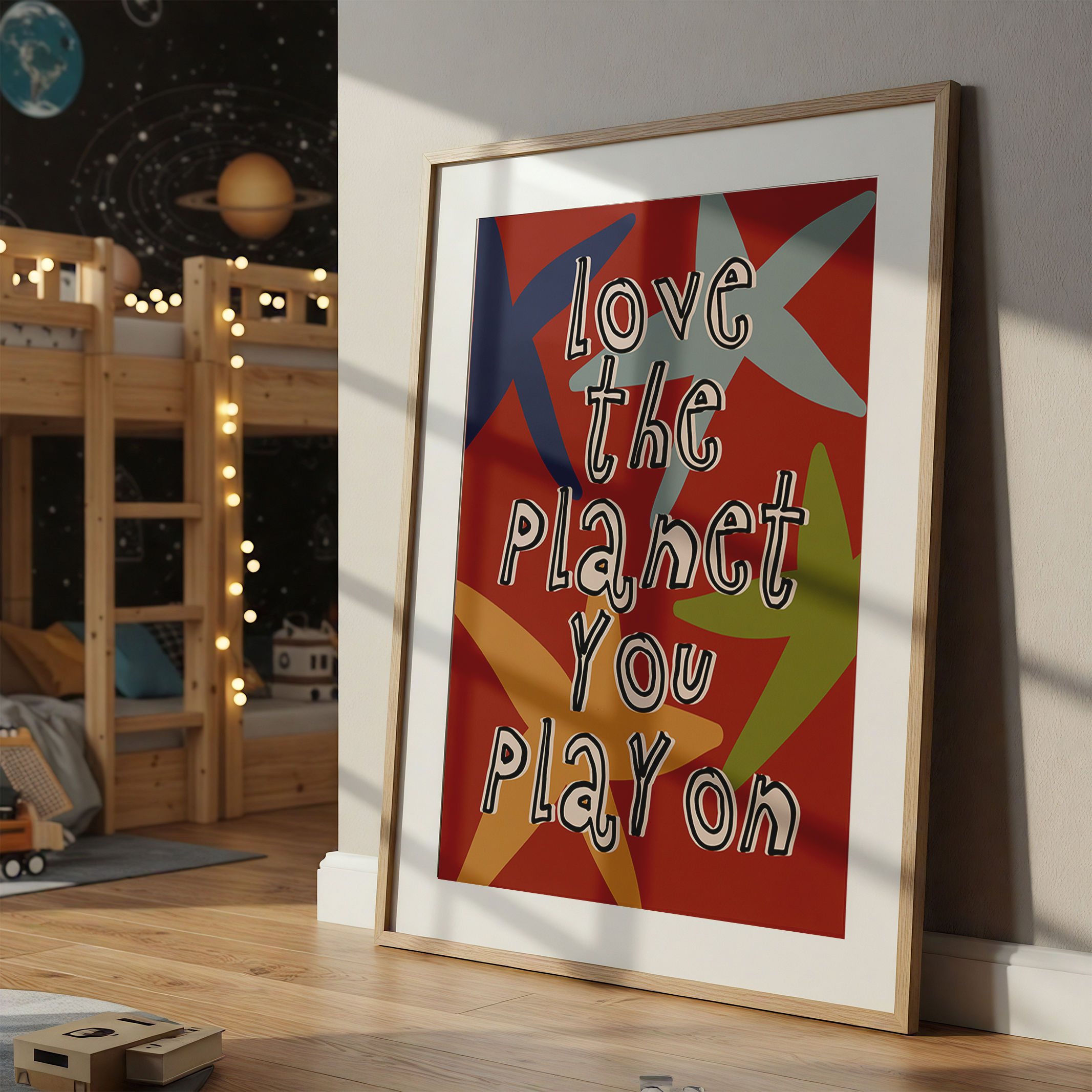 Love the Planet You Play On Print | Kids Room Wall Art | Toddler Playroom Decor