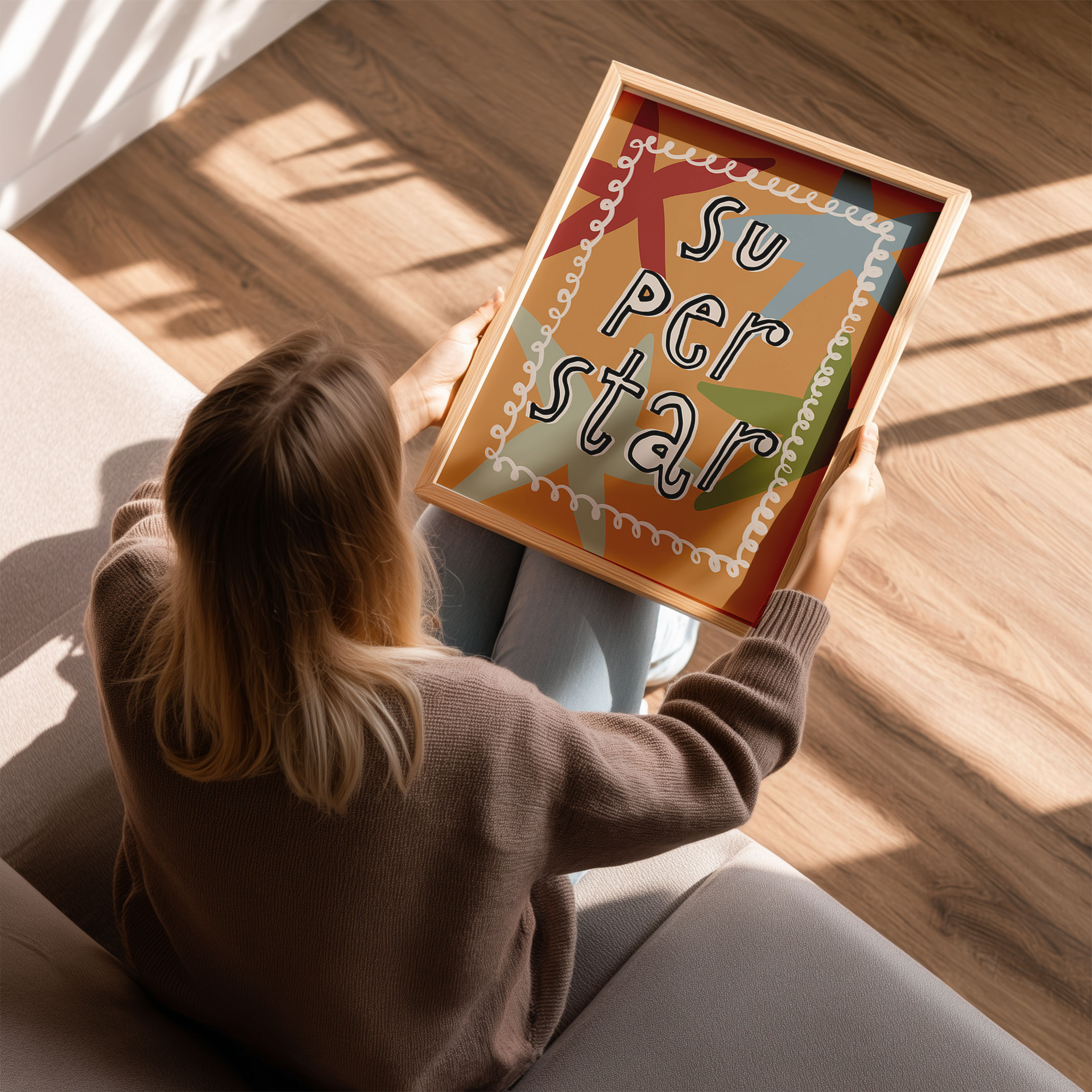 Superstar Print, Colorful Stars Poster | Kids Room Wall Art | Playroom Decor