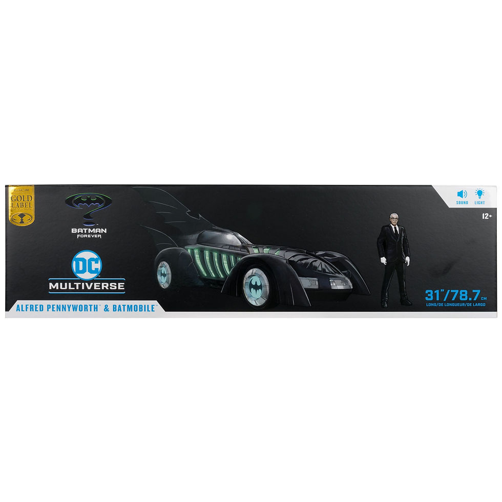 Miniatura: Batman Forever with Vehicle Alfred Pennyworth & Batmobile (Gold Label) 79 cm