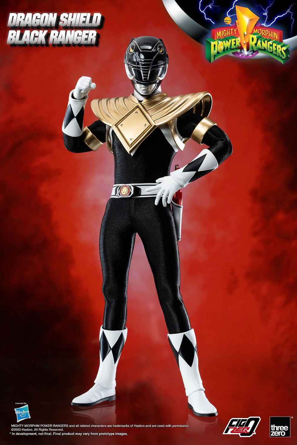 Thumbnail: Mighty Morphin Power Rangers FigZero Action Figure 1/6 Dragon Shield Black Range
