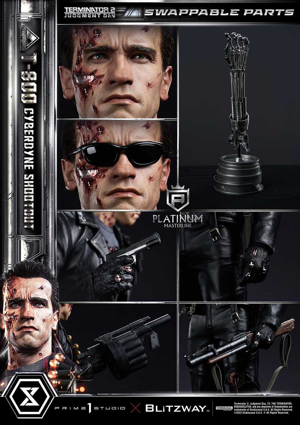 Miniatura: Terminator 2 Platimum Masterline 1/3 T-800 Cyberdyne Shootout 74 cm