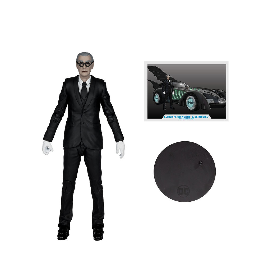Miniatura: Batman Forever with Vehicle Alfred Pennyworth & Batmobile (Gold Label) 79 cm