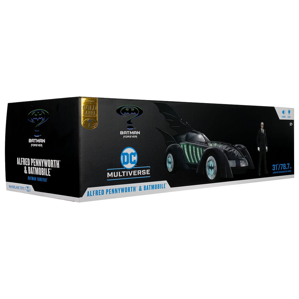 Miniatura: Batman Forever with Vehicle Alfred Pennyworth & Batmobile (Gold Label) 79 cm