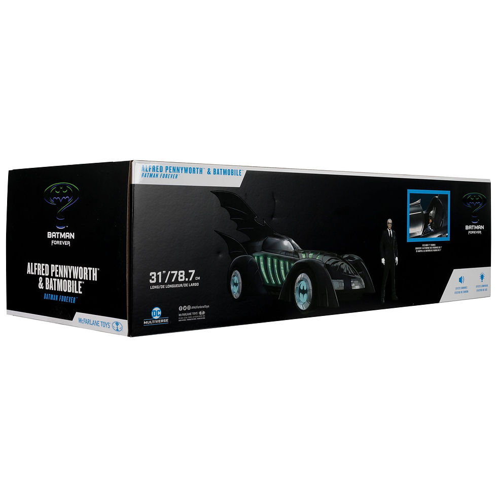 Miniatura: Batman Forever with Vehicle Alfred Pennyworth & Batmobile (Gold Label) 79 cm