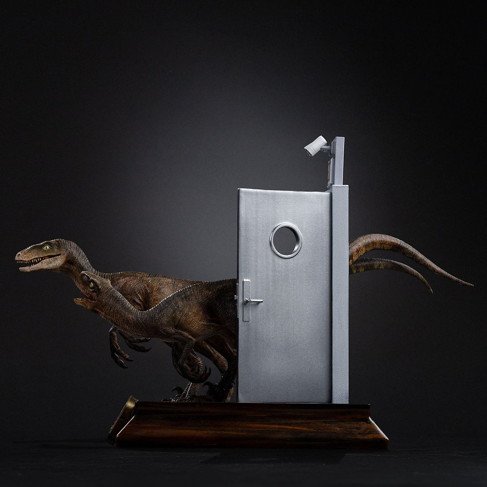 Thumbnail: Jurassic Park Art Scale Statue 1/10 Raptors at the Kitchen's Door 28 cm