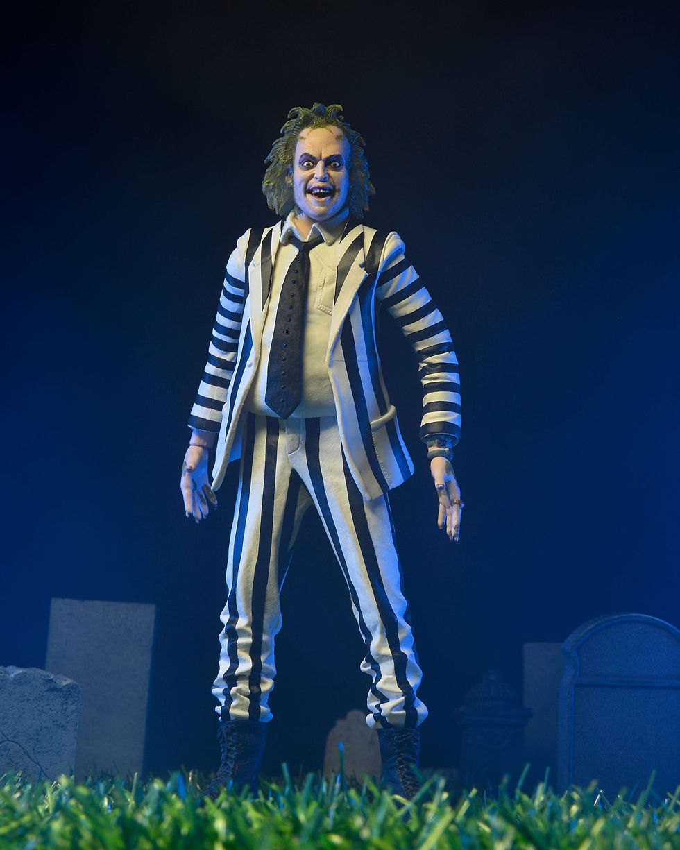 Thumbnail: Beetlejuice 1988 Action Figure Beetlejuice Black and White Striped Suit 18 cm