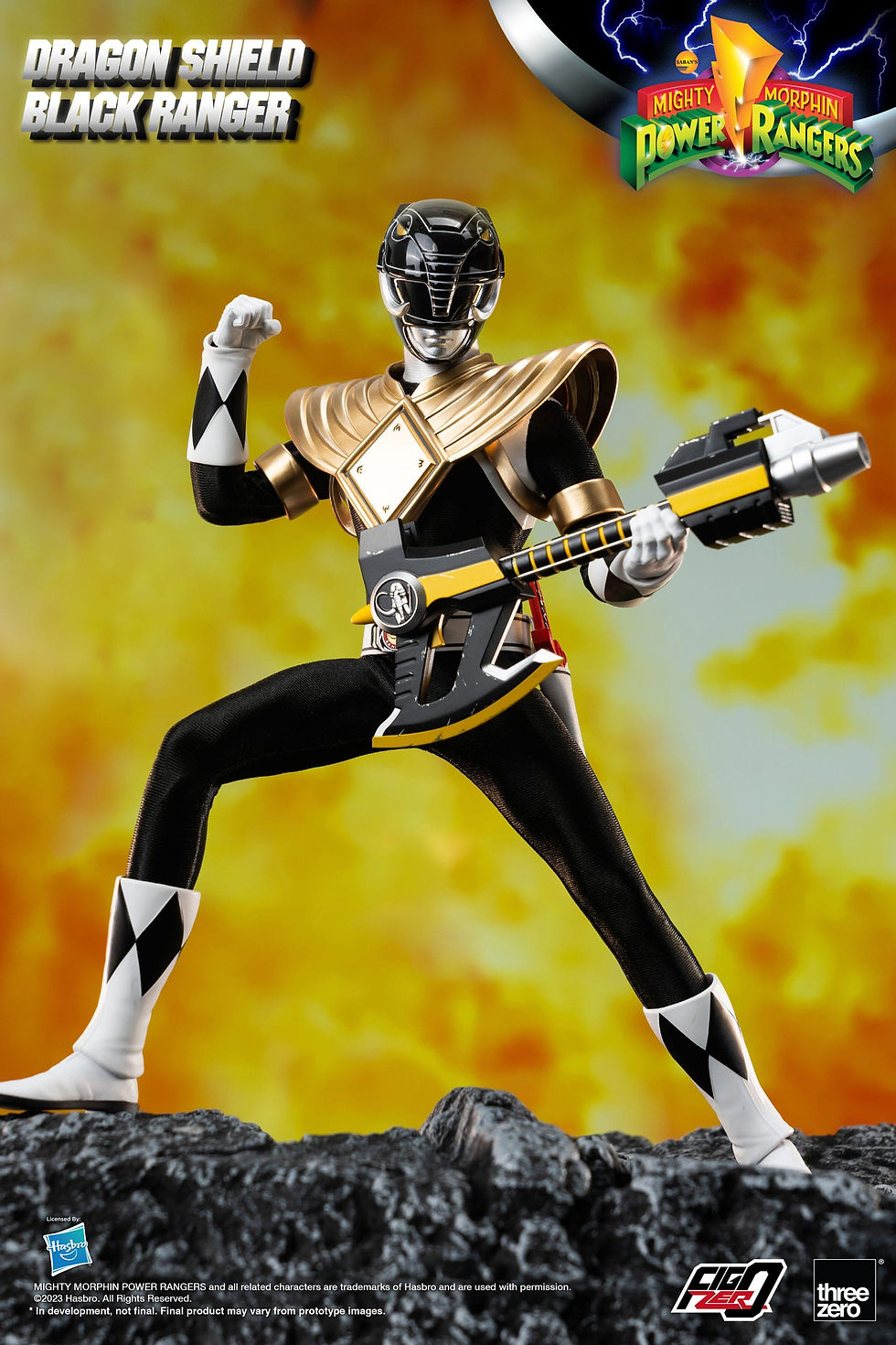 Miniatura: Mighty Morphin Power Rangers FigZero Action Figure 1/6 Dragon Shield Black Range