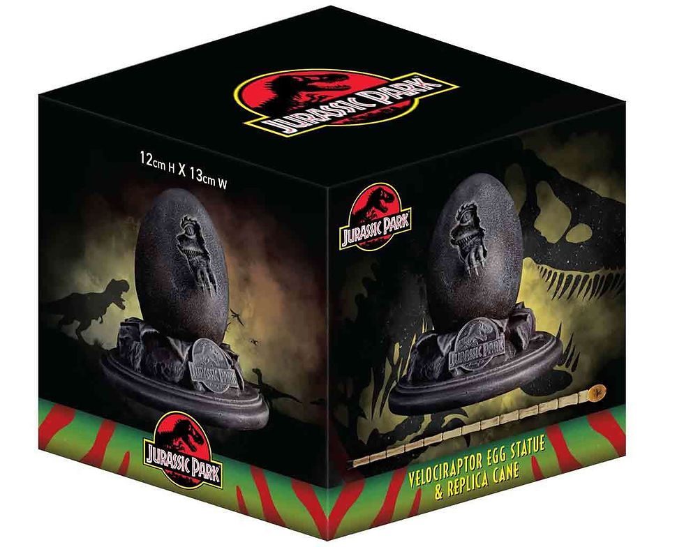 Miniatura: Jurassic Park 30th Anniversary Velociraptor Egg Statue & John Hammond Cane