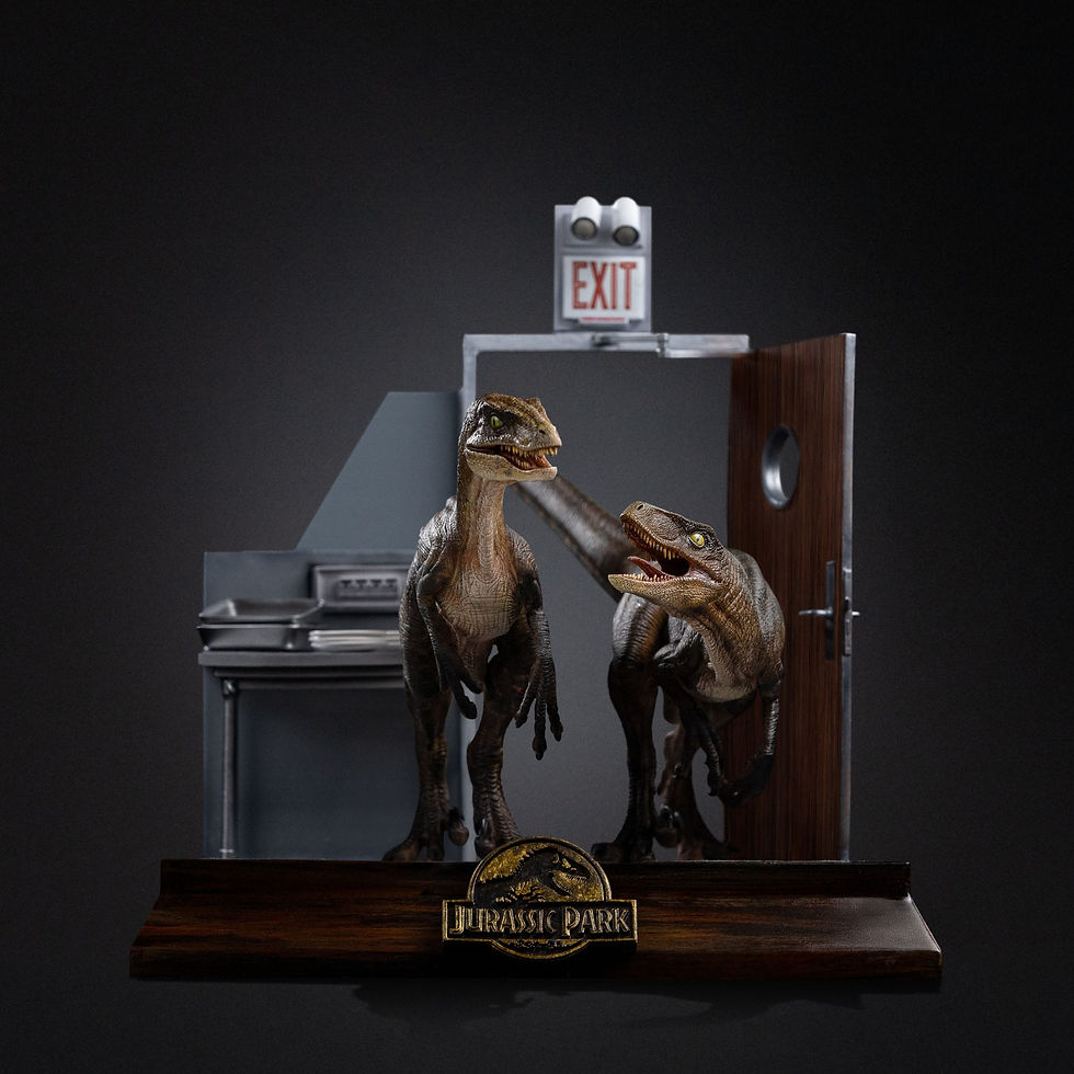 Thumbnail: Jurassic Park Art Scale Statue 1/10 Raptors at the Kitchen's Door 28 cm