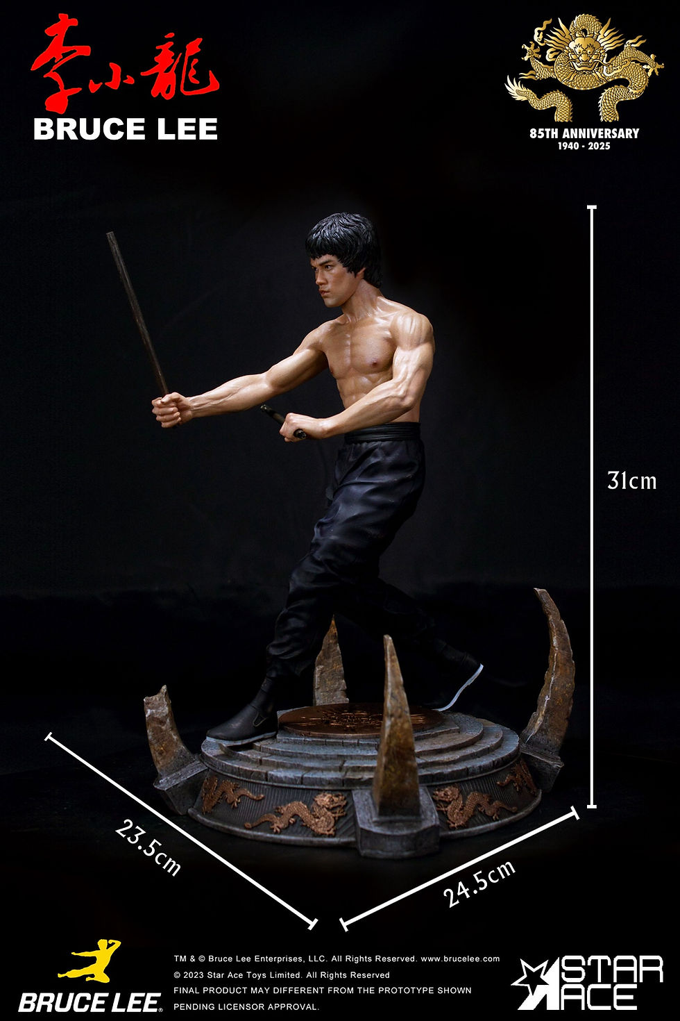 Miniatura: Enter the Dragon Movie Statue 1/6 Bruce Lee Kali Sticks Fight 30cm