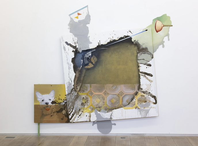 Carlos Kusnir, Untitled, 2020, Collage and acrylic on wood, 246 x 230 cm,  Jean-Franois Rogeboz, courtesy galerie Eric Dupont, Paris