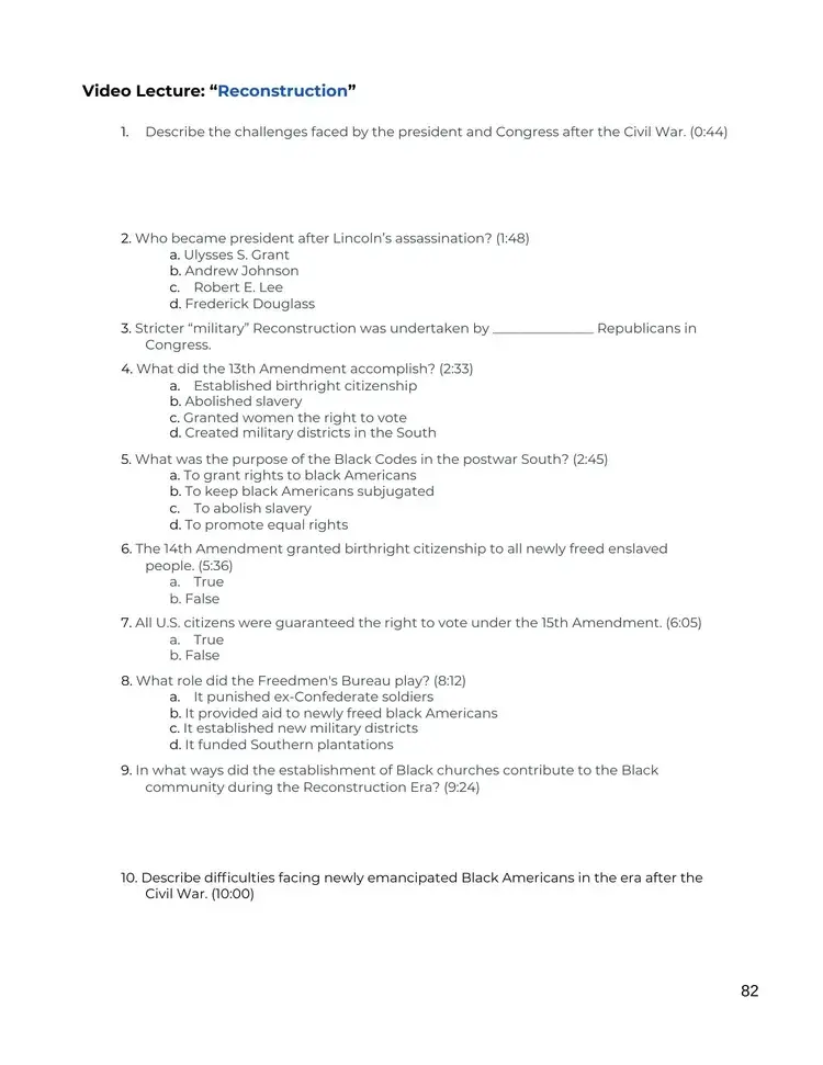 Thumbnail: U.S. History UNIT 5 Plan: Civil War and Reconstruction (1846-1877)