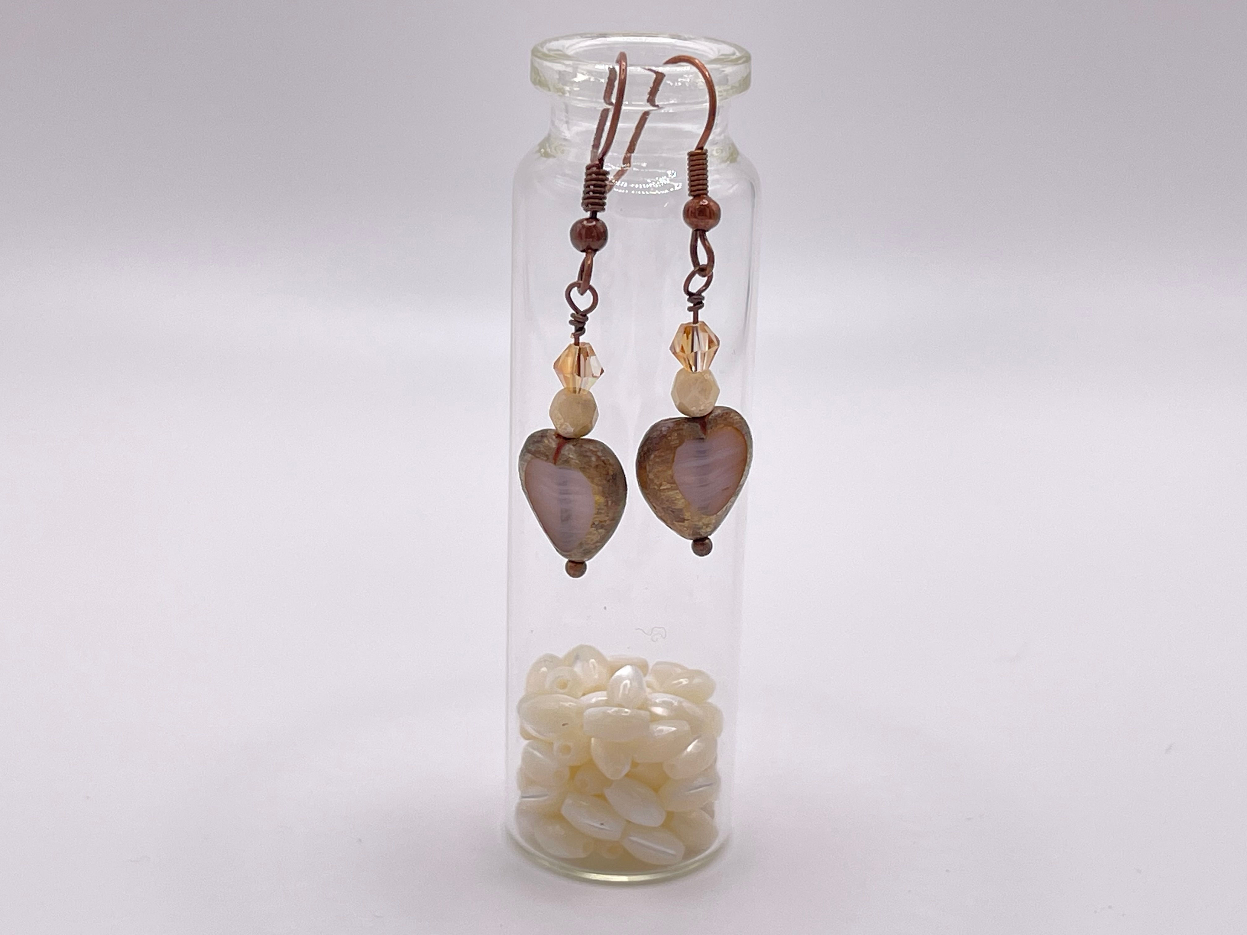 Earthy GrayTaupe Heart Earrings