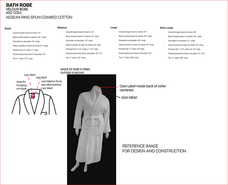 Sofia - Spécifications du peignoir