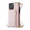 Thumbnail: Apple iPhone 12/12 Pro, Suspend Wallet Cover (with Lanyard) - Rose Gold