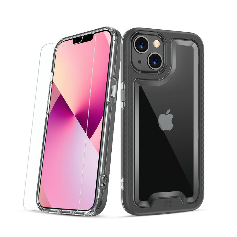 Apple iPhone 13 (6.1), Lux Series Case with Tempered Glass - Black