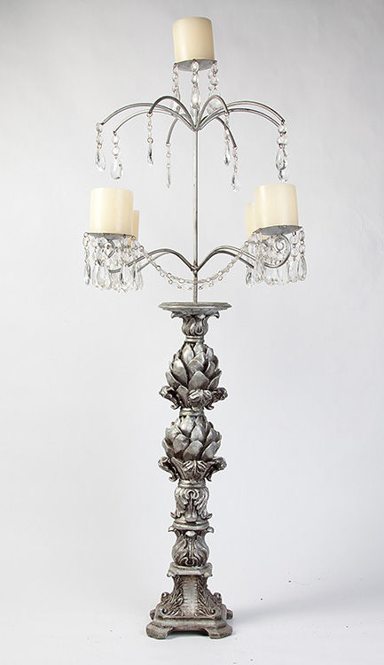 CASTIÇAL ALCACHOFRA PRATA 5 VELAS