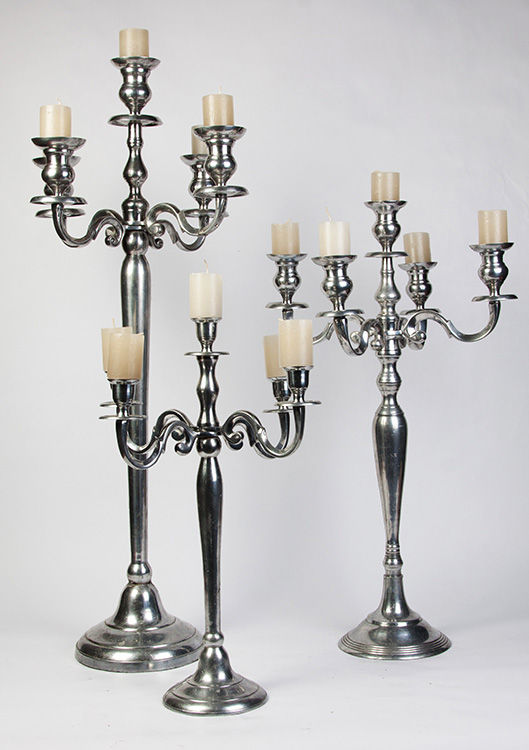 CASTIÇAL PRATA 5 VELAS GG, G E M