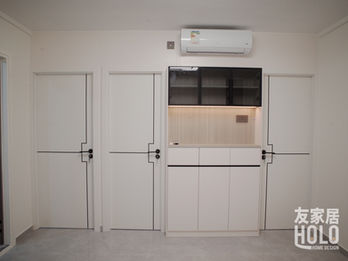 利安邨利榮樓430呎公屋翻新三房門及客廳餐邊櫃配置