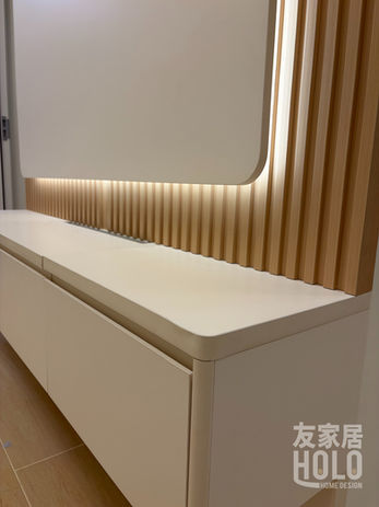 安樺苑407呎居屋木條子電視牆及懸空電視櫃