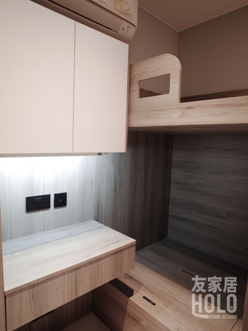 裕雅苑374呎小朋友房設計,上下床連書枱及收納櫃