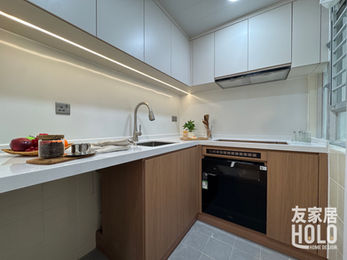 彩石邨320呎公屋廚房廚櫃及吊櫃完成圖