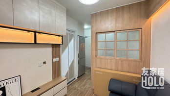 朗天苑285呎兩房新居屋裝修,客廳連日式木趟窗間房設計