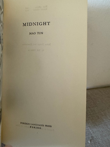Midnight by Mao Dun (Mao Tun) – First English Edition, 1957 | West