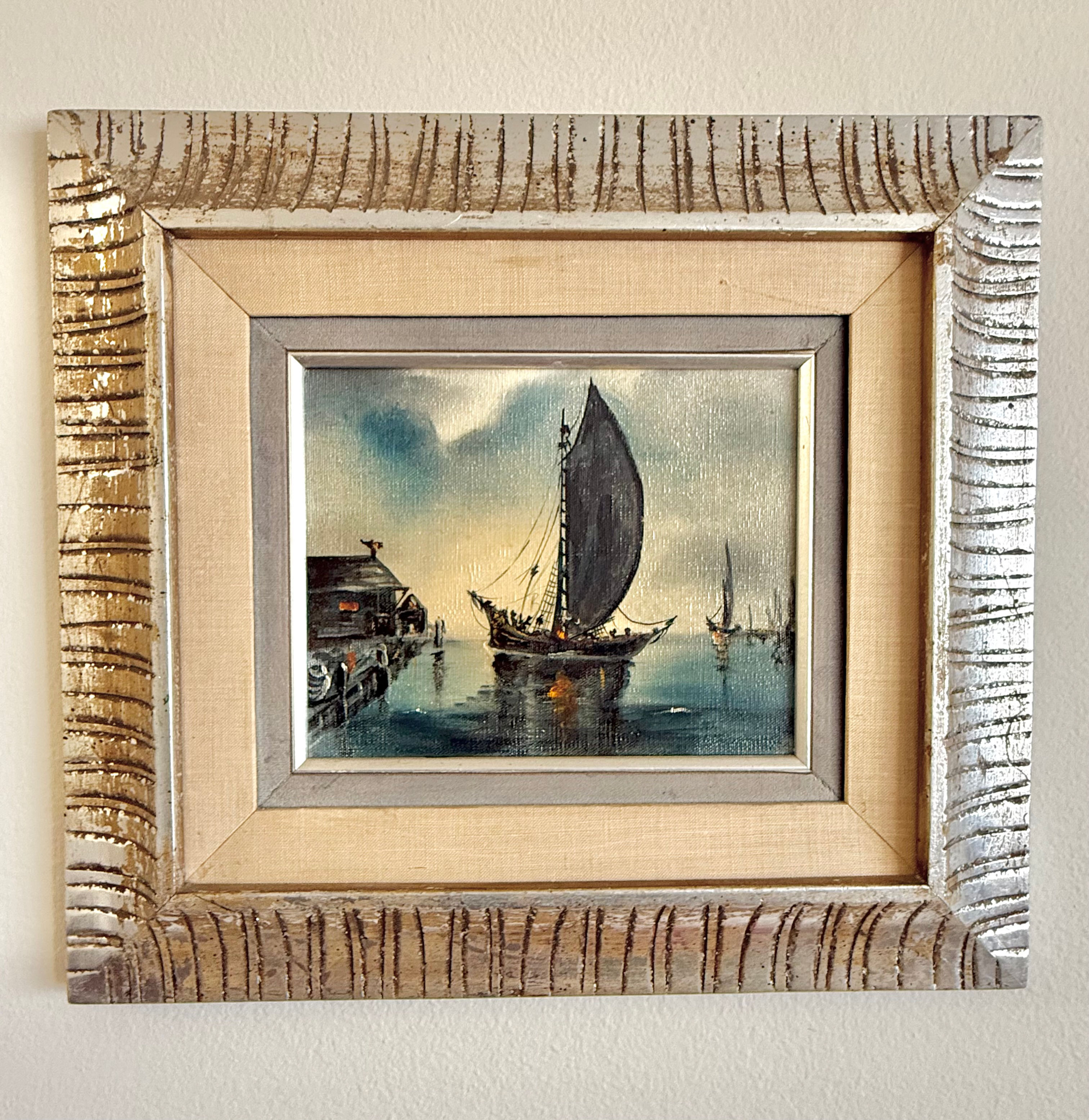 Vintage Nautical Oil Painting – “Fishing Smack”