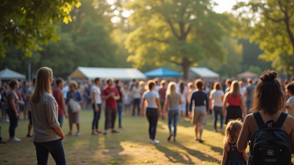 Eye-level view of a community gathering in a park