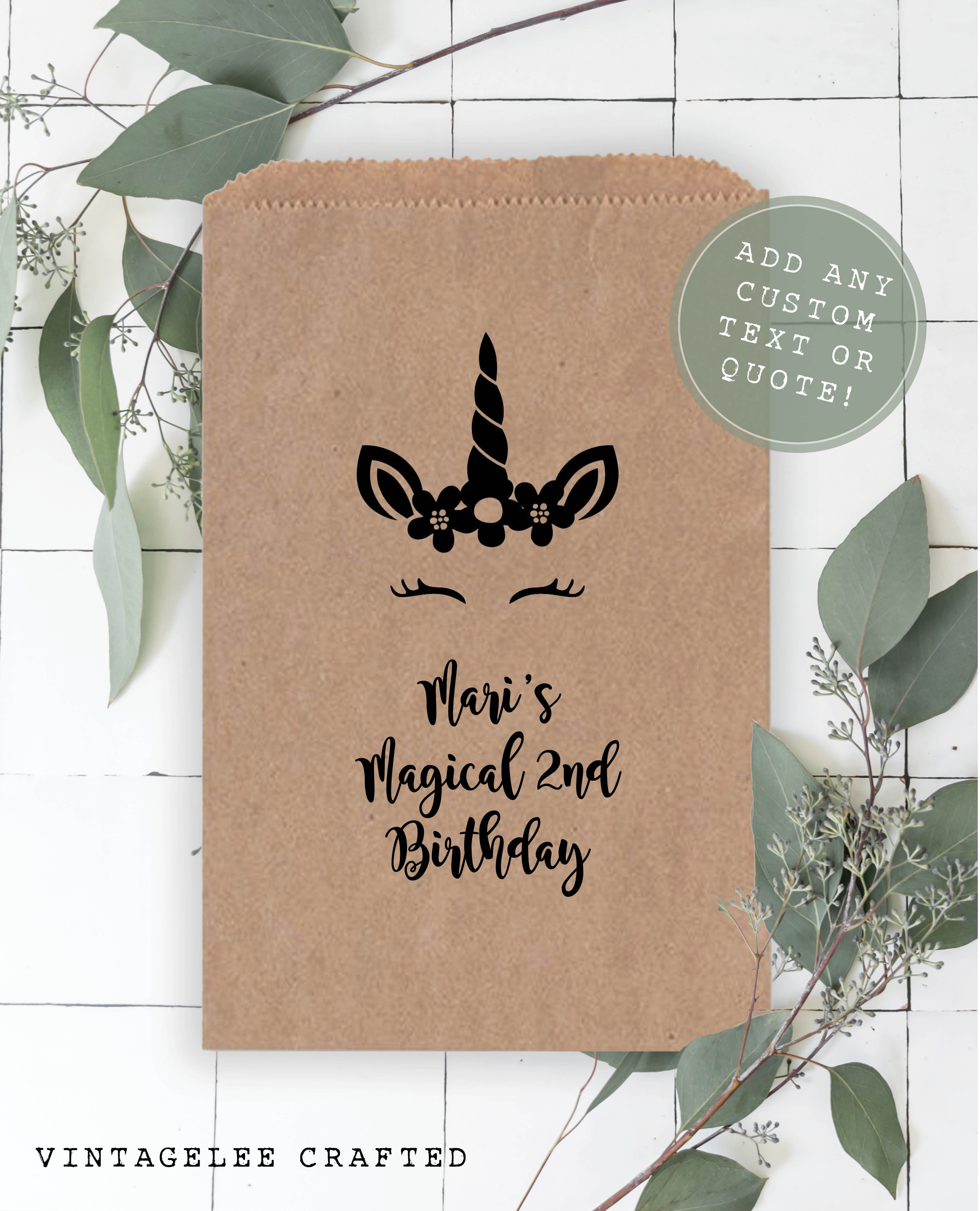 Unicorn birthday favor bags
