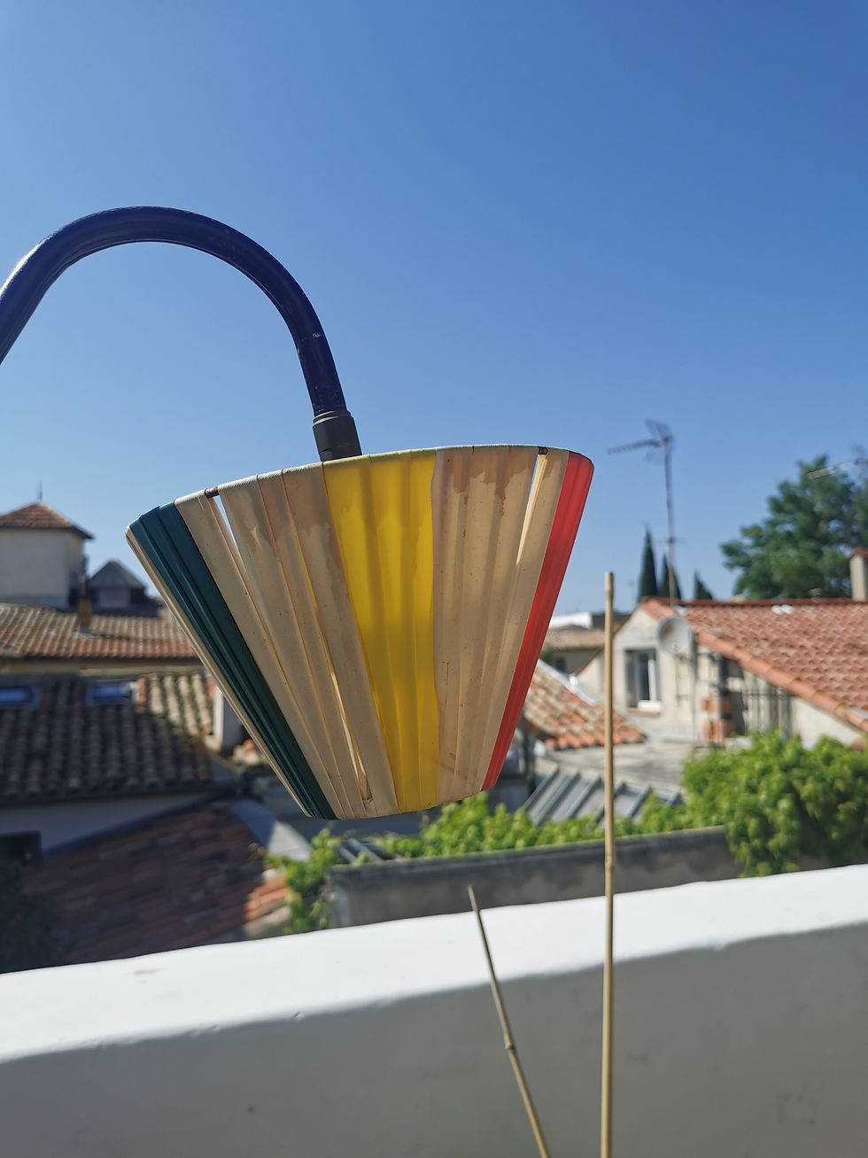 Miniature : Lampadaire années 50 métal et abat jour rubans