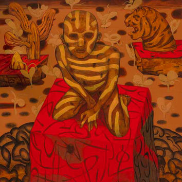 Discover "Earth Song II," a striking 66 x 66inch water colour on paper painting by National Award-winning artist B. Devaraj