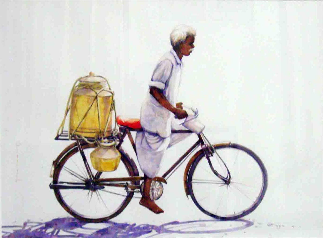 Painting by Sivabalan, he depicts the daily life rural life in his village, Kumbakonam