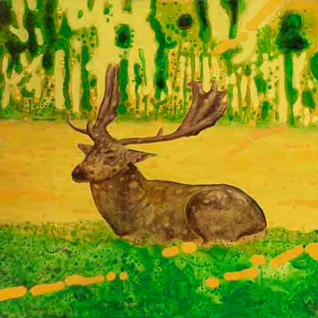 An abstract contemporary acrylic painting on canvas titled "Optimal Deed I" by Indian artist B. Devaraj