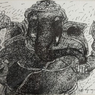 Pen and Ink Drawing by K M Adimoolam