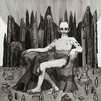 Discover "Thinking Prince," a striking 60x60 inch acrylic on canvas painting by National Award-winning artist B. Devraj