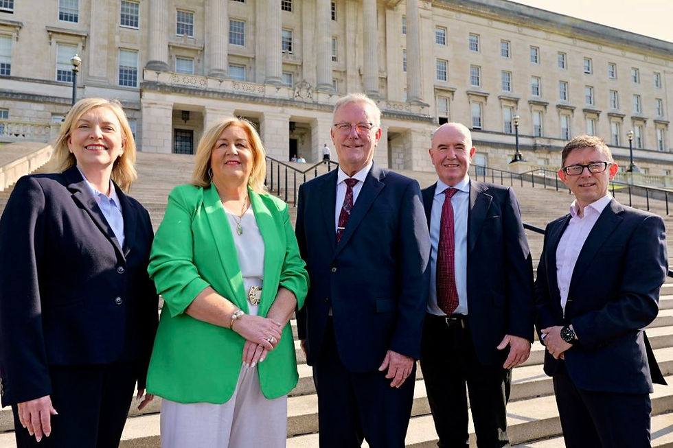 Cathy Harrison, Chief Pharmaceutical Officer DoH, Jacinta Linden, Co-Director of Together for Families, Health Minister Mike Nesbitt, Paul Sweeney, Chair of the Northern Ireland Committee, The National Lottery Community Fund and Peter Toogood, Deputy Secretary, Social Care and Public Health Policy Group DoH.