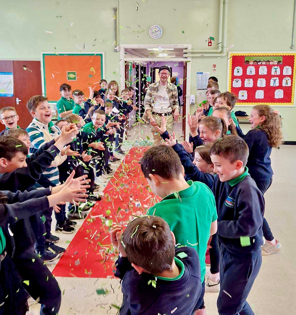 Seamus O’Hara visits St Ciaran’s Primary School, Cushendun.