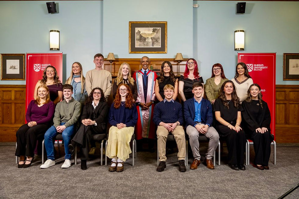 President Barack Obama with a group of students from Queen’s University Belfast