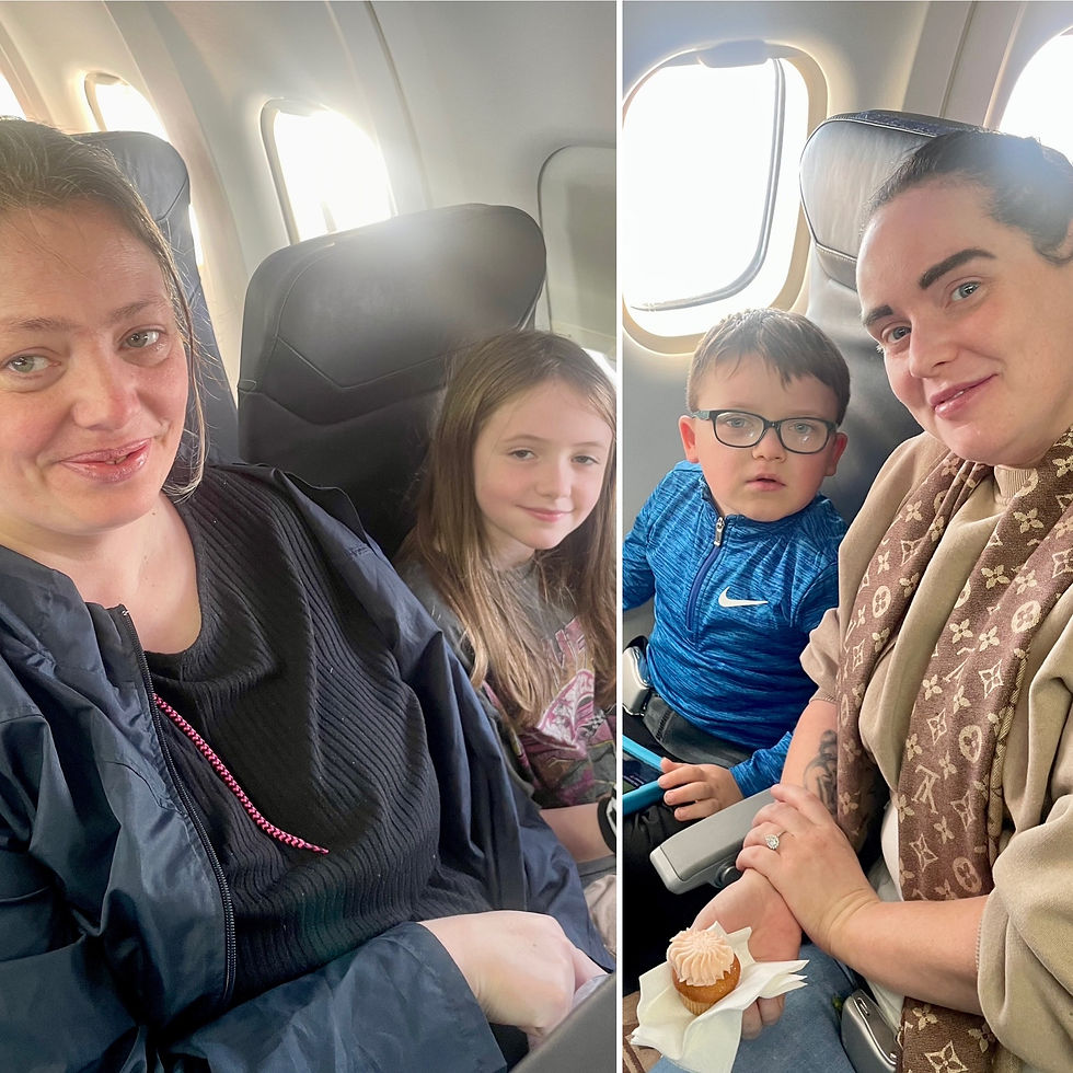 Mum and child on plane