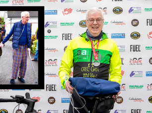 Randalstown Long Covid sufferer completes 66 mile cycle with oxygen cylinders on back