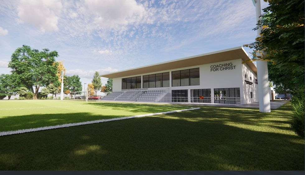A community hub proposed by Turkington with its proposal images showing a sign for local organisation, ‘Coaching for Christ’