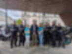 The Fostering 400 Bike Tour participants pictured in Ballymena with Marie McTaggart and Shauna Garvin from the Northern Trust’s fostering team and Councillor Jackson Minford, Mayor of Mid and East Antrim Borough Council.