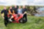 Pictured at Dunluce Castle ahead of the launch of this year’s Armoy Road Races are, from left, Gareth McAuley, AMRRC Chairman, Marcus Simpson, road racer, Bill Kennedy MBE, AMRRC Director, Trevor Kane, title sponsor and owner of the Bayview Hotel, Portballintrae and William Munnis, Clerk of Course.