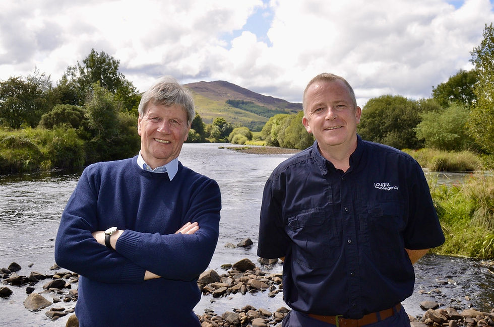 Joe Mahon and Shane Gallagher of the Loughs Agency on the banks of the River Finn at Glenfin