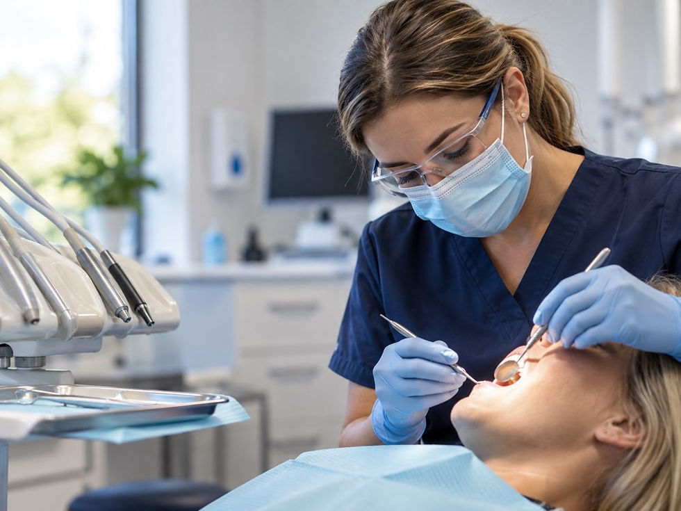 Dentist examine patients teeth