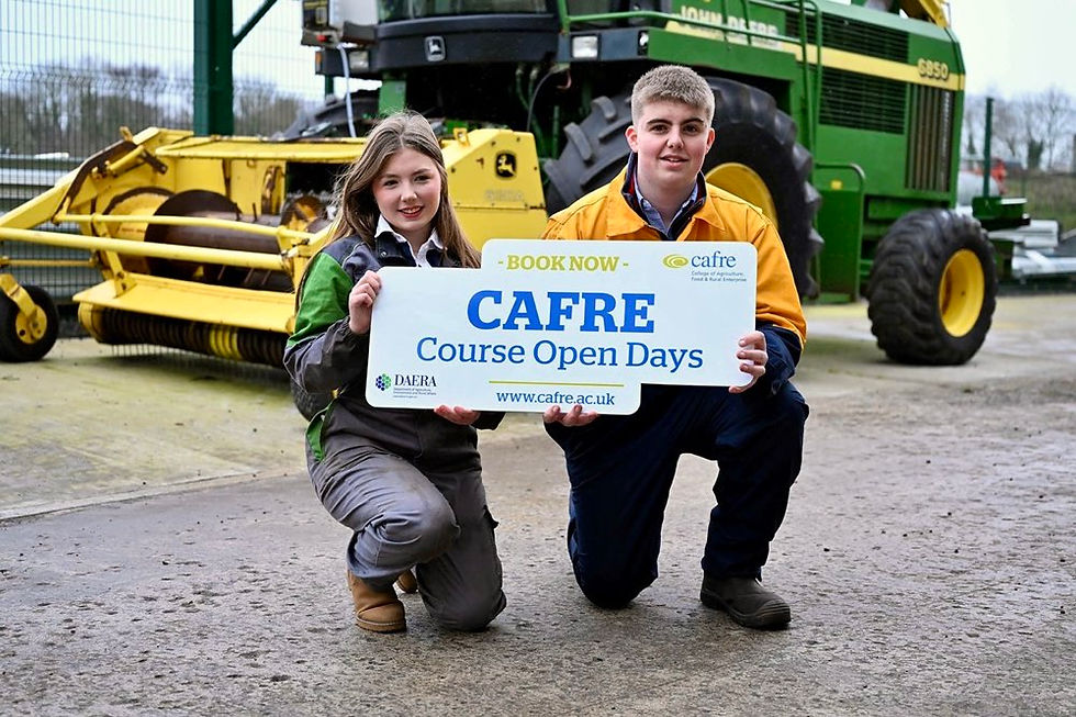Land-based Engineering students Emily Scott (Garvagh) and Oliver John (Ballycastle) invite you to attend Greenmount Campus Open Day.