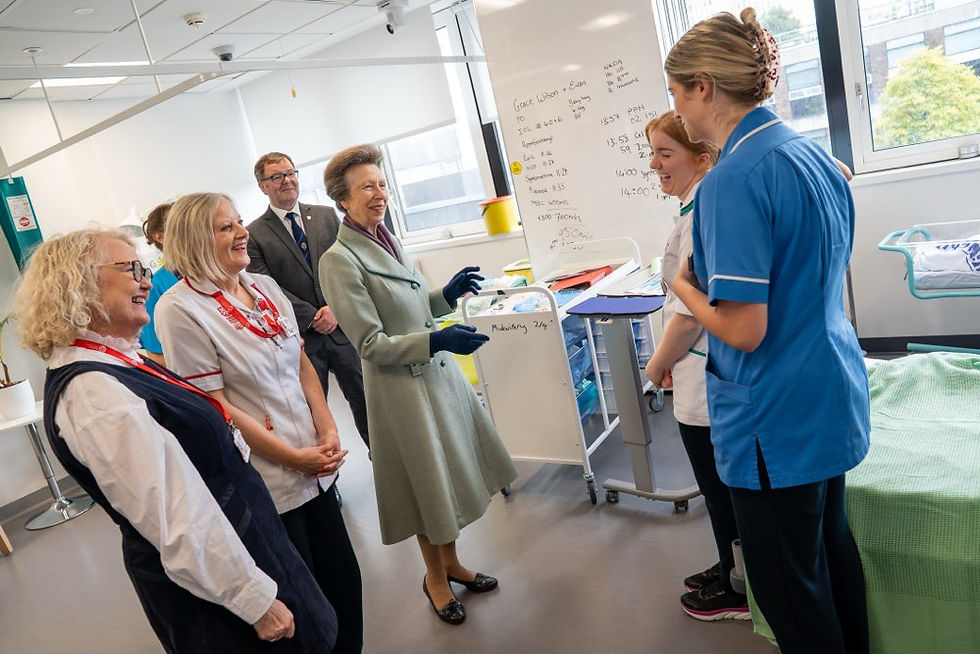 Her Royal Highness The Princess Royal attended the School of Nursing & Midwifery at Queen's University Belfast on Wednesday where she met with midwifery students, lecturers and midwives.